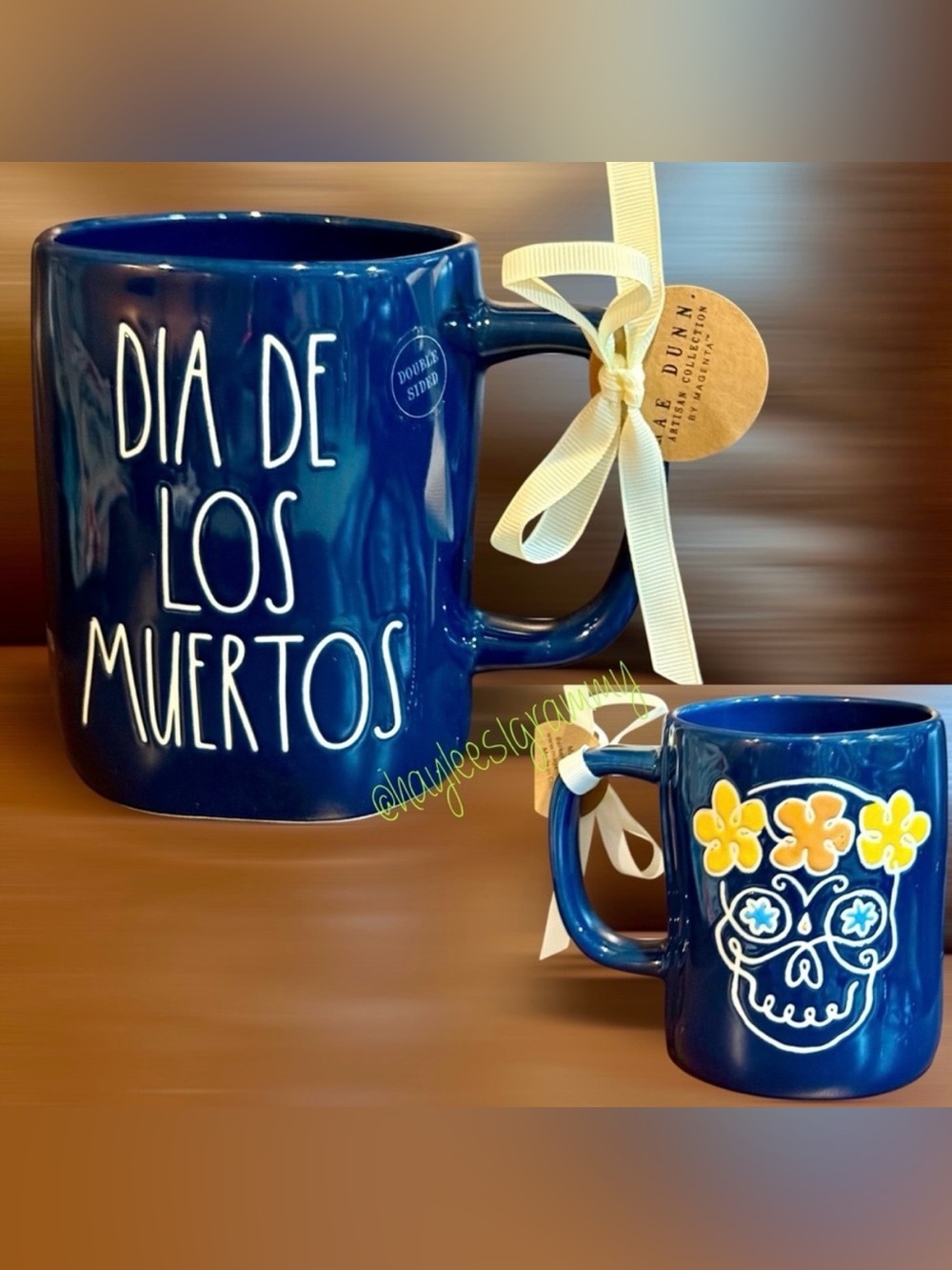 Rae Dunn DIA DE LOS MUERTOS Day Of The Dead Double Sided Colorful Mug NEW!!